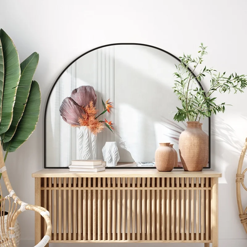 Large black Gold arch Metal framed Wall Decor Mirror bathroom mirror