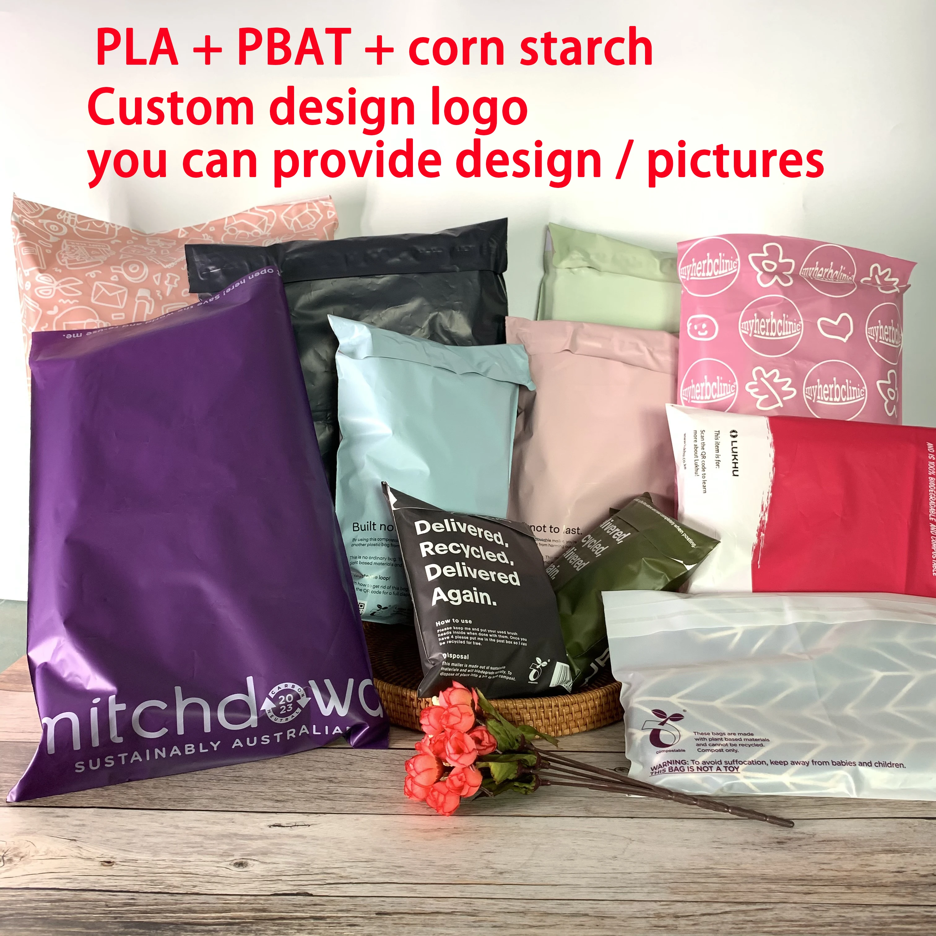 Delivery Clothes Packaging Red Shipping Bags Santa Christmas Mailing Bags Poly Mailer Envelope With Reinforced Handle