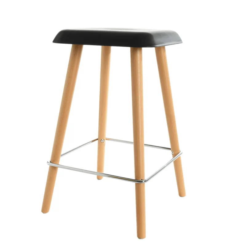 Fashion PP Plastic Seat with Wood Leg Bar Stool Bar Chair Counter Stool for Kitchen Restaurant