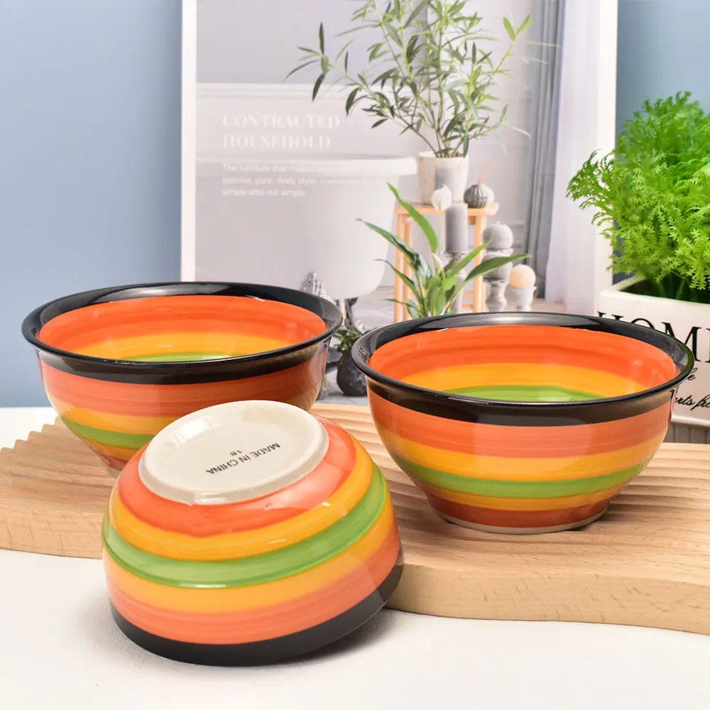 wholesale colored colorful round Shape custom printed stoneware ceramic printing plate for home and hotel