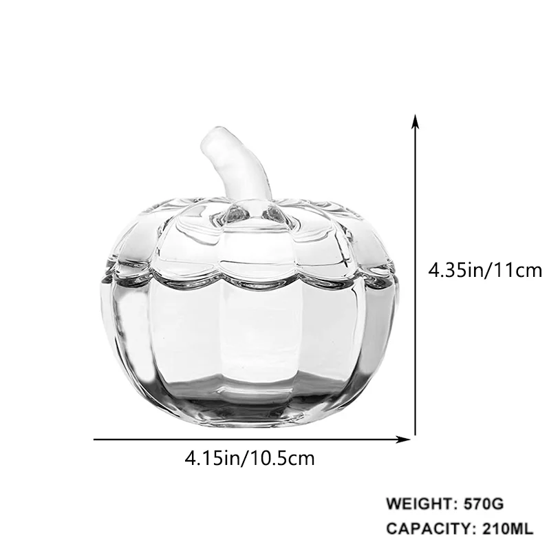 Wholesale Transparente Pumpkin Shape Glass Candy Jar With Lid Glass Storage Jar Halloween Decorative