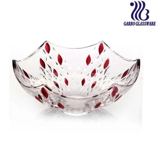 High quality eco-friendly large golden decorative footed glass fruit bowl