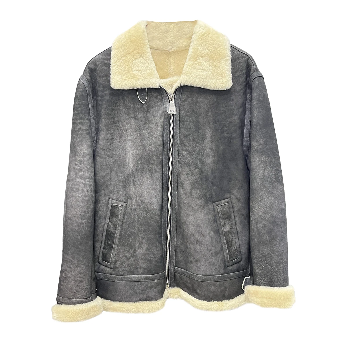 Top Selling Winter Men Jacket Warm Double Face Sheepskin Leather Garment