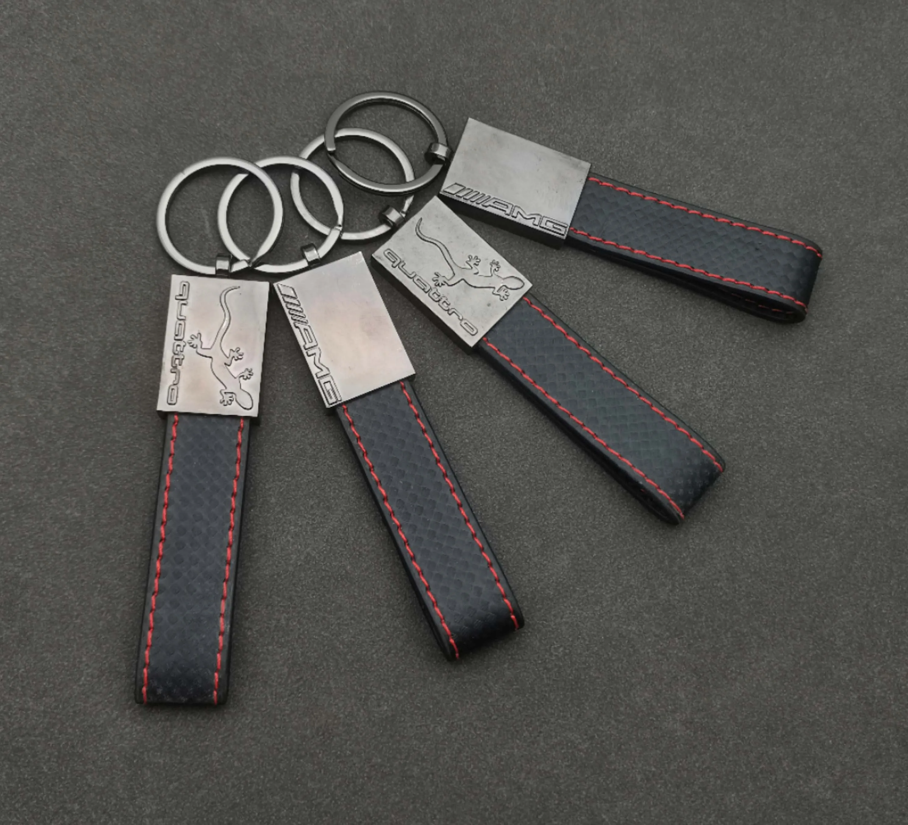 Promotional zinc alloy nickel polished leather keychain black keychain with lock keyholder rectangular keychain