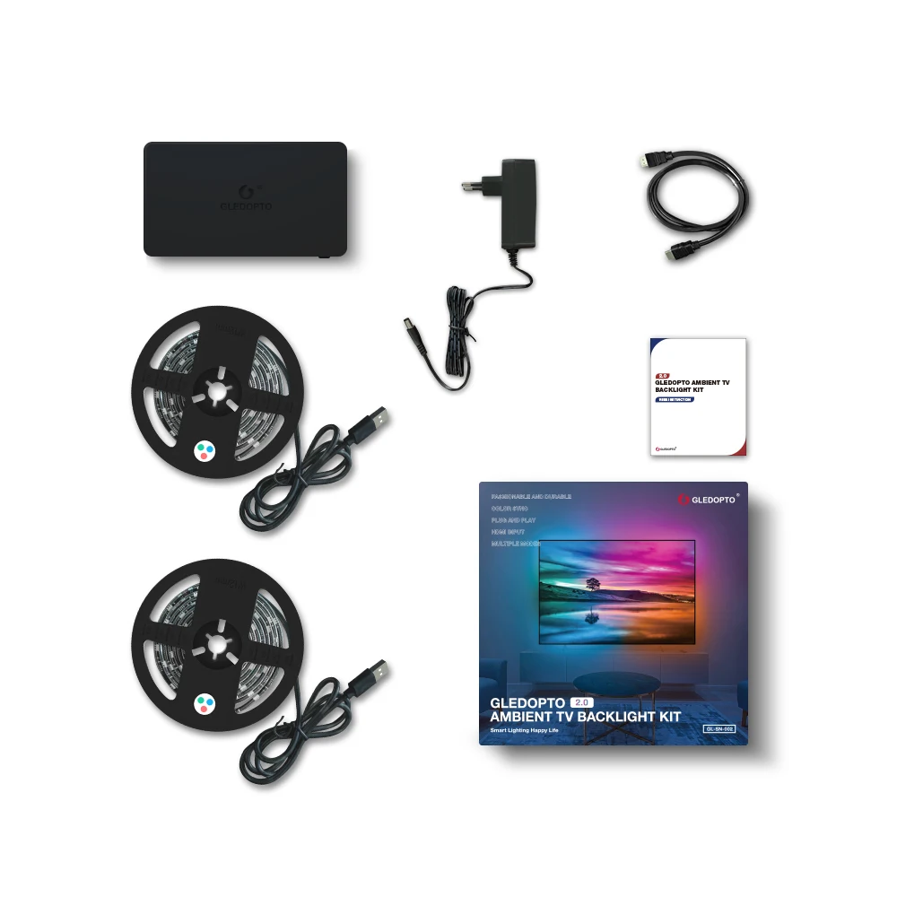 Хит продаж Светодиодная лента Gledopto Tuya с Usb Dream Rgbic HDMI монитор коробка для синхронизации комплекты освещения синхронизация ПВХ 12 В 80 RGB 2 А макс.