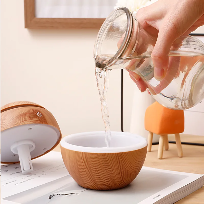 Vintage Style Mushroom Spray Humidifier Mute USB Air Humidifier Wood Grain Aromatherapy Mini Humidifier