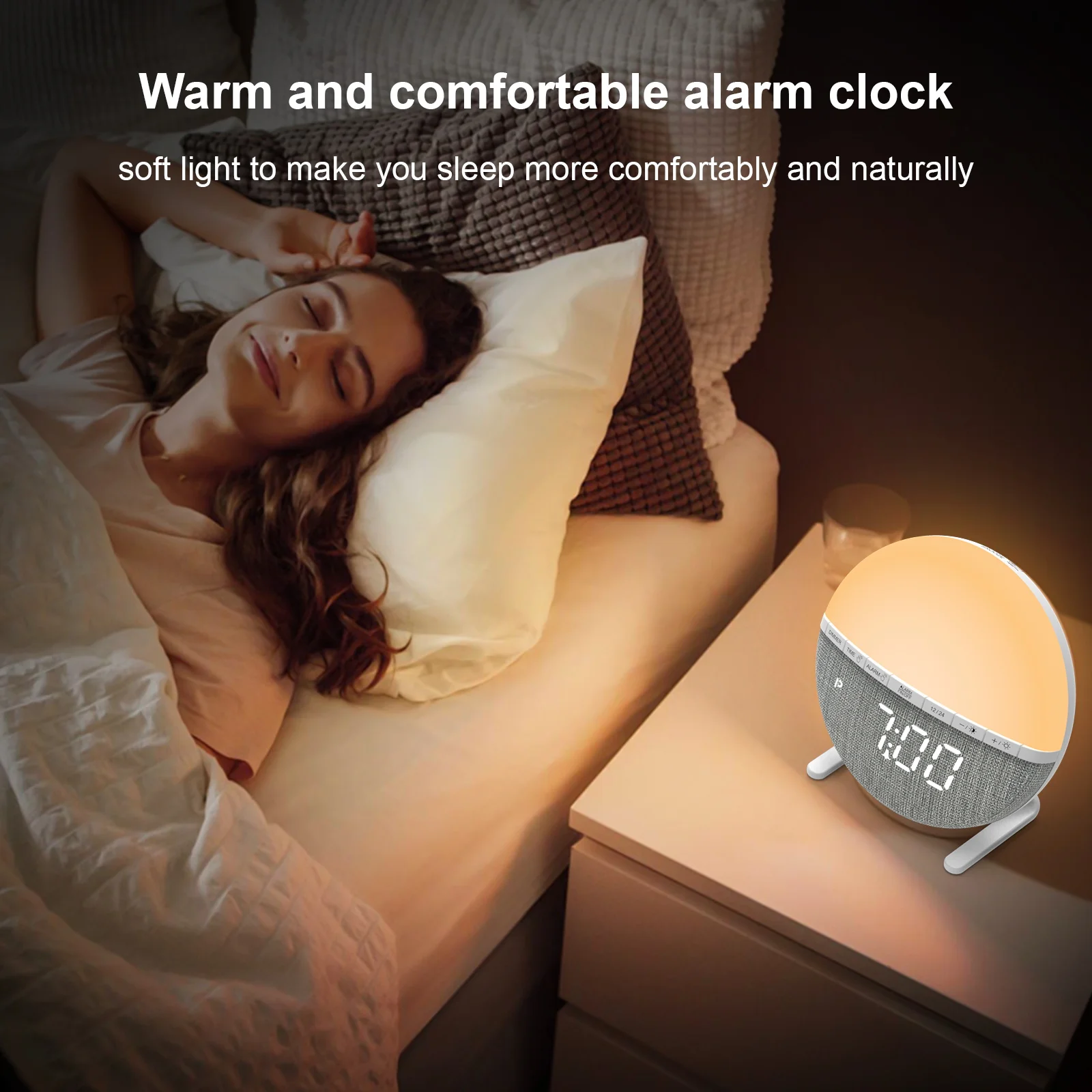 Factory Cheap Hot Sales Wake Up Light Desktop Adults Heavy Sleepers 9 Colors Night Light Alarm Clock For Kids Girls