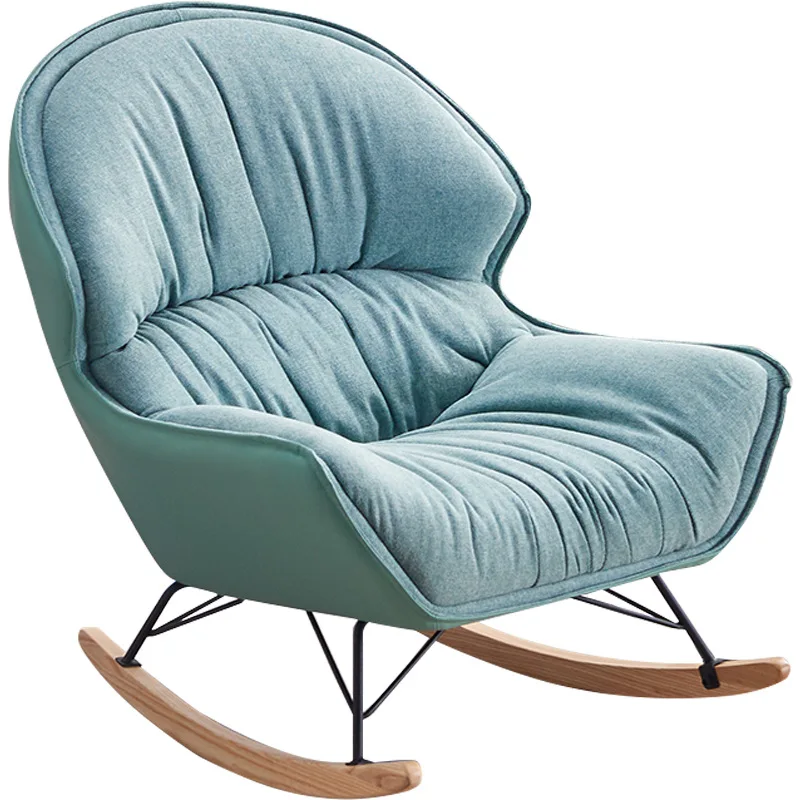 
New modern swivel living room patio sofa multi-angle adjustable wooden outdoor folding nordic patchwork fabric rocking chair 