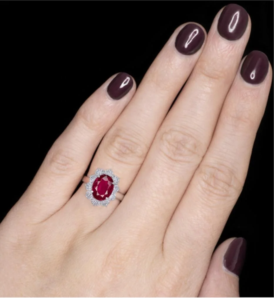 Fashion Romantic Handmade 14k 18k Pure Solid Gold  Oval Cut Ruby Gemstone Proposal Engagement Ring