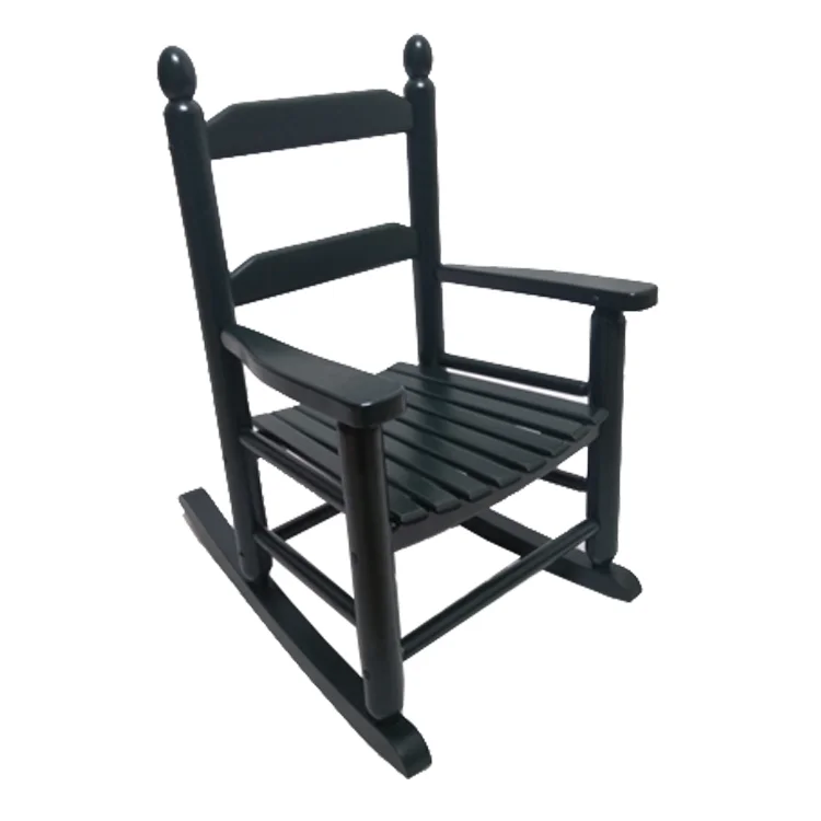 2022 оптовая цена по прейскуранту завода-изготовителя винтажное цельное дерево черного цвета детское деревянное кресло-качалка для патио, двора, сада