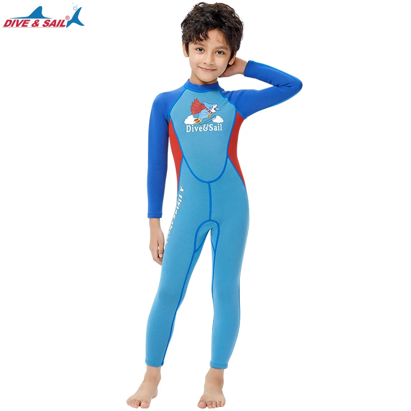 Kids Wetsuits Neoprene 2.5mm Thick Long Sleeve Wram Swimwear Diving Suit Boys One Piece UV Protection Wetsuit For Water Sports