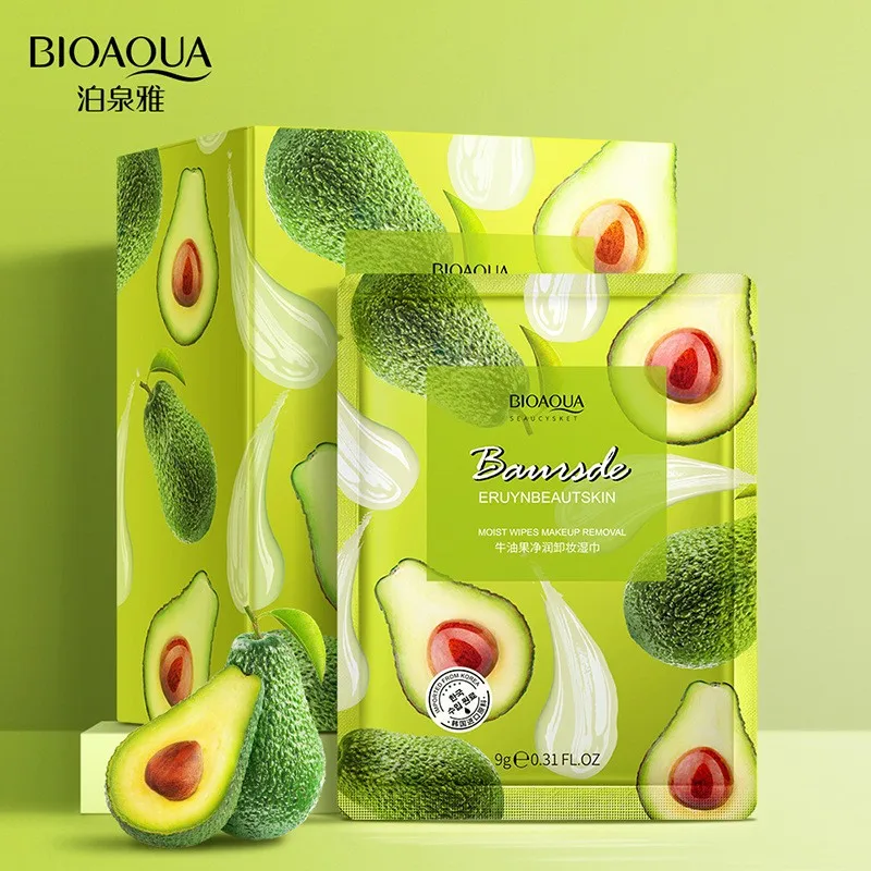 BIOAQUAN avocado Mild elasticity Makeup remover wipes Cleansing towel Facial cleaning makeup cotton