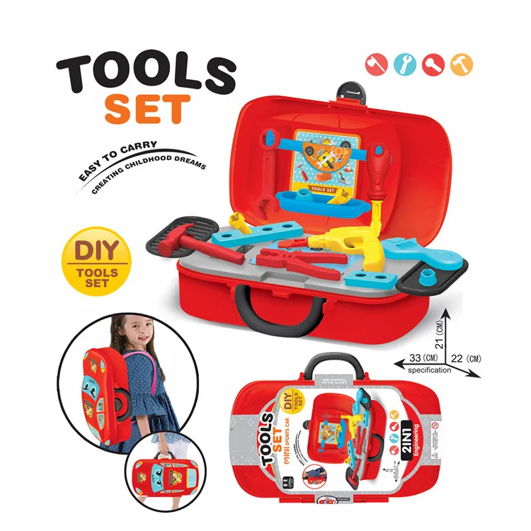 Детские игрушки для ролевых игр, набор инструментов для творчества, ящик для хранения в форме спортивного автомобиля, 2в1, инженерные развивающие игрушки