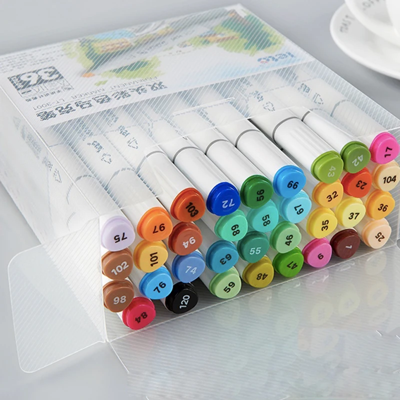 Waterproof Oil Based Double Headed Marker Pens in 60 Colors Non Fading Specifically for Logistics and Art Students Marking