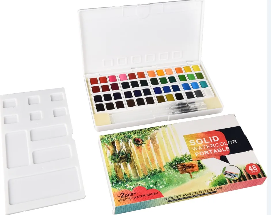 High Quality 24 Colors Artist Watercolor Paint Set Acrylic Paint With a Free Brush for Drawing