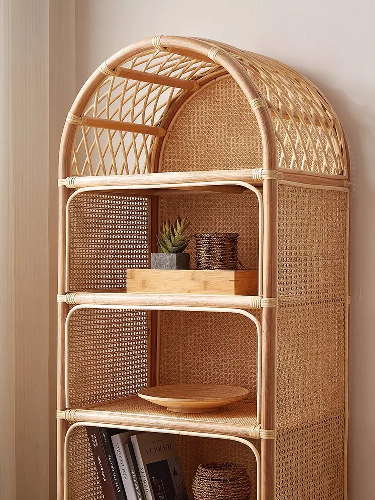 Nordic style decorative floor bookshelf corner bamboo shelf