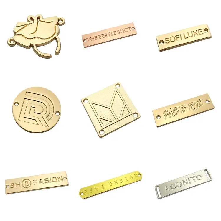 Gold Plated Swimwear Accessory Brand Metal Tags Nickle Free Sewing Crystal Letter Label For Women Clothes