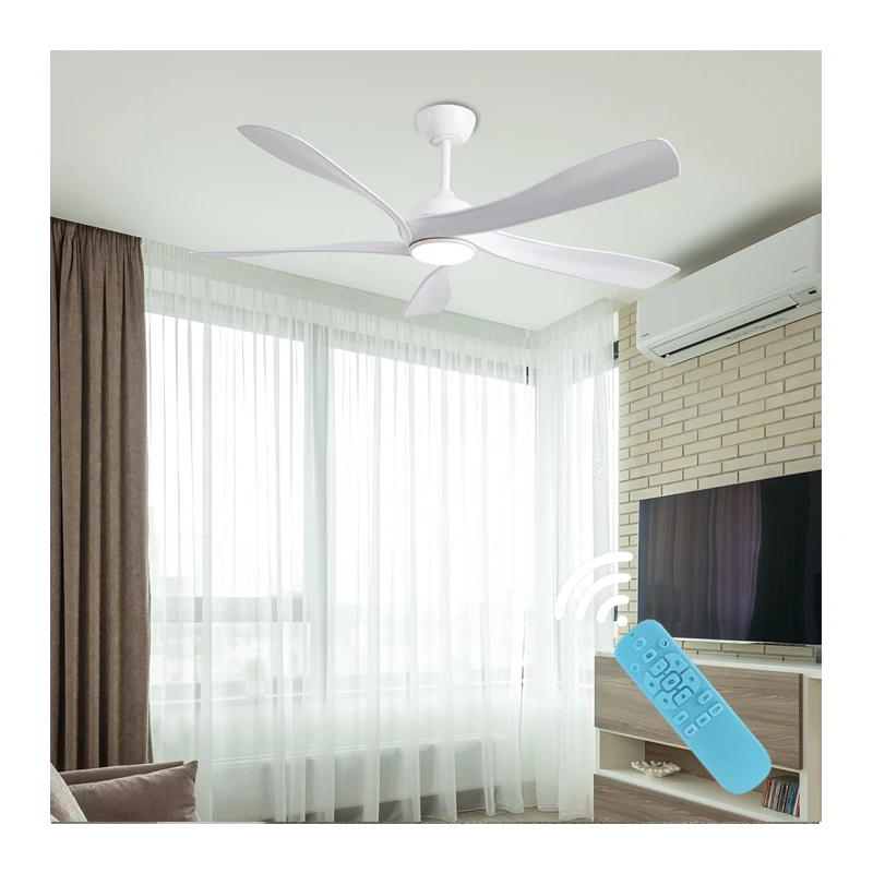Amazon Hot Sale Decor Forward Reverse 5 Blades Ceiling Fan Lamps Led Hanging Fan Lights Remote Control Iron  56inch