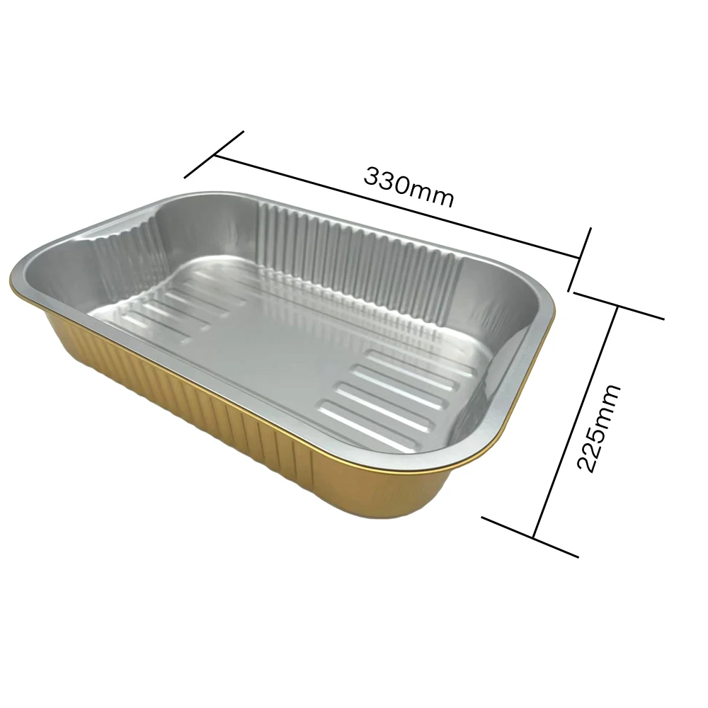 Professional manufacturing BBQ gourmet rectangular 3500ml ml high quality disposable smoothwall aluminium foil container