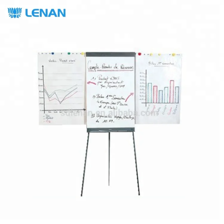  New design magnetic writing white board mobile flipchart easel tripod flip chart stand with extended