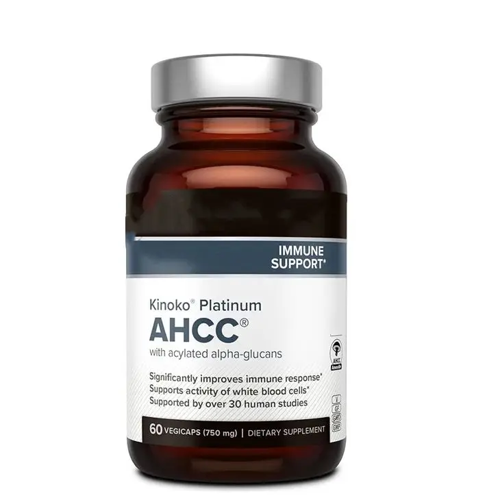 High Quality AHCC Capsules Kinoko Platinum for Immune Support, Liver Function, Maintains Natural Killer Cell Activity 60 counts