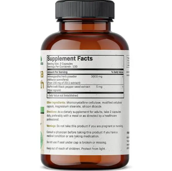 Stock Nature Herbal Ashwagandha supplements support health campaign Ashwagandha Extra Strengt 3000mg Capsules manufacturer