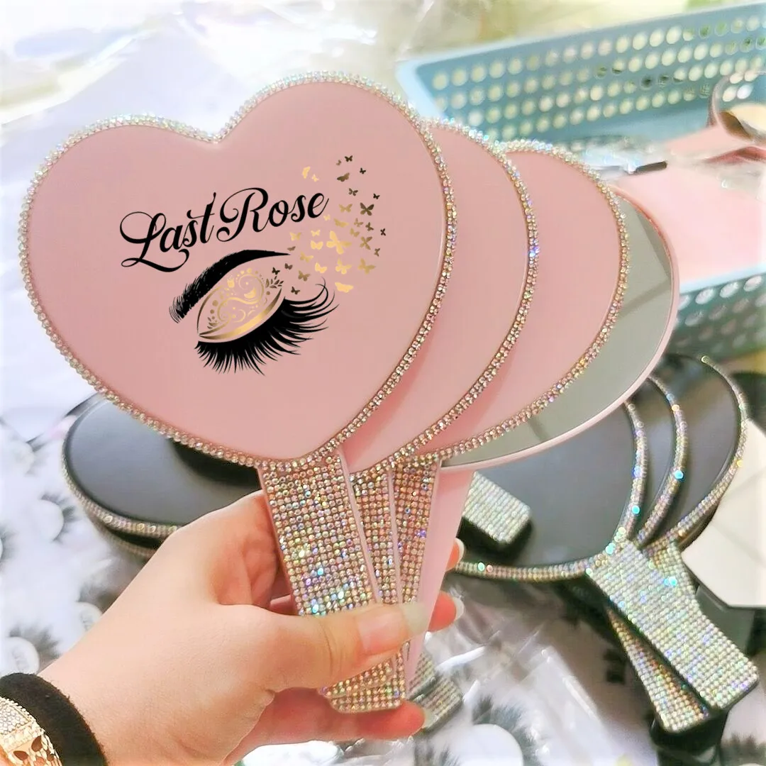 FEIYAN Wholesale Makeup Hand Hold Mirror Heart Oval Round Square Shape Custom Your Logo Portable Beauty Handheld Makeup Mirror