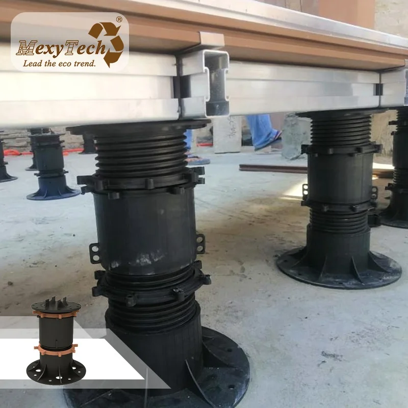 Adjustable raised floor pedestals pvc soft decking pedestals