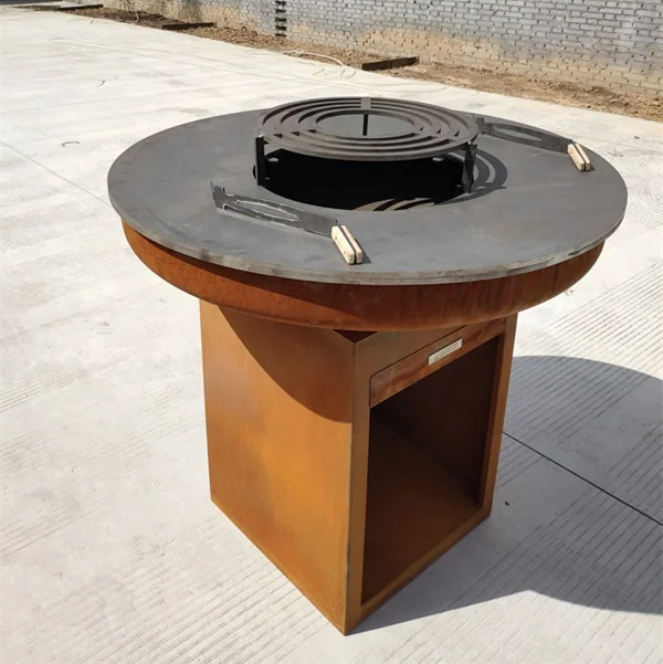 Outdoor wood burning bbq stove   Garden Corten Steel charcoal barbecue  Backyard  Kitchen wood fireplace bbq grill