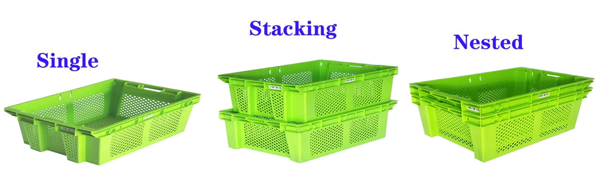 Customized nestable mesh vegetable plastic moving crates storage turnover box delivery harvest basket crates