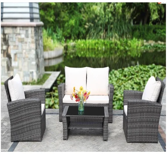 Rattan 4 Seater garden/patio Sofa Set (Brown) Popular in UK  Market