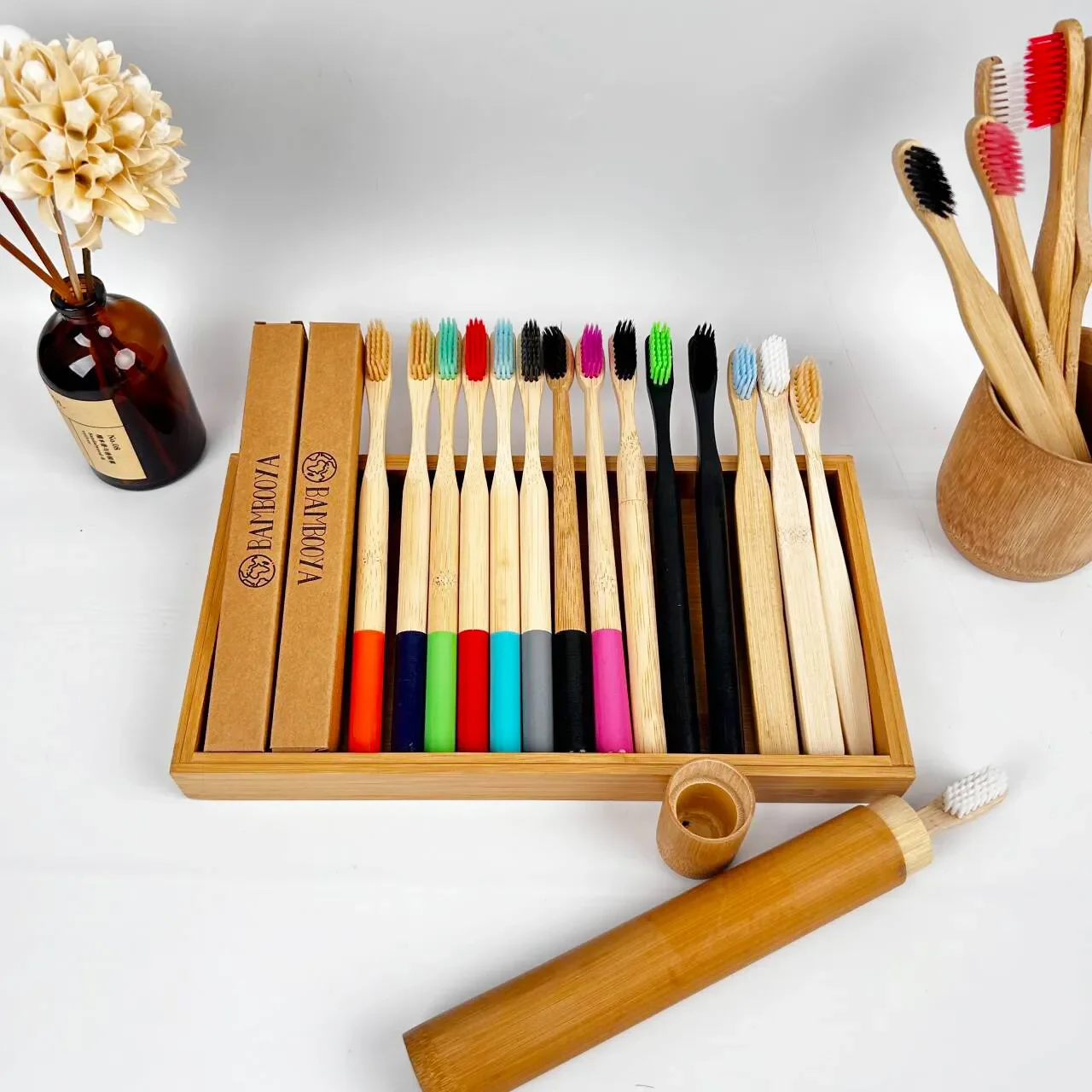 Natural bamboo charcoal soft bristle black brush bamboo toothbrush wooden bamboo handle toothbrush wholesale for hotels