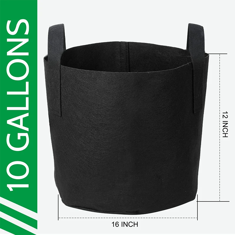 Convenient Design Black Garden Planter Fabric Pot Plant Grow Bag with Handles