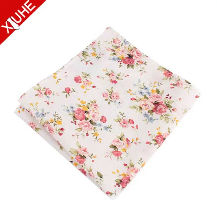 OEM ODM женские карманные квадратные хлопковые носовые платки с цветочным узором на