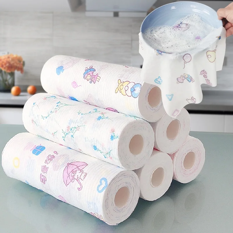 New Products Household Disposable Wood Pulp Pp Spunlace Non Woven Fabric Kitchen Cleaning Washcloth with Toxic-free Detergent