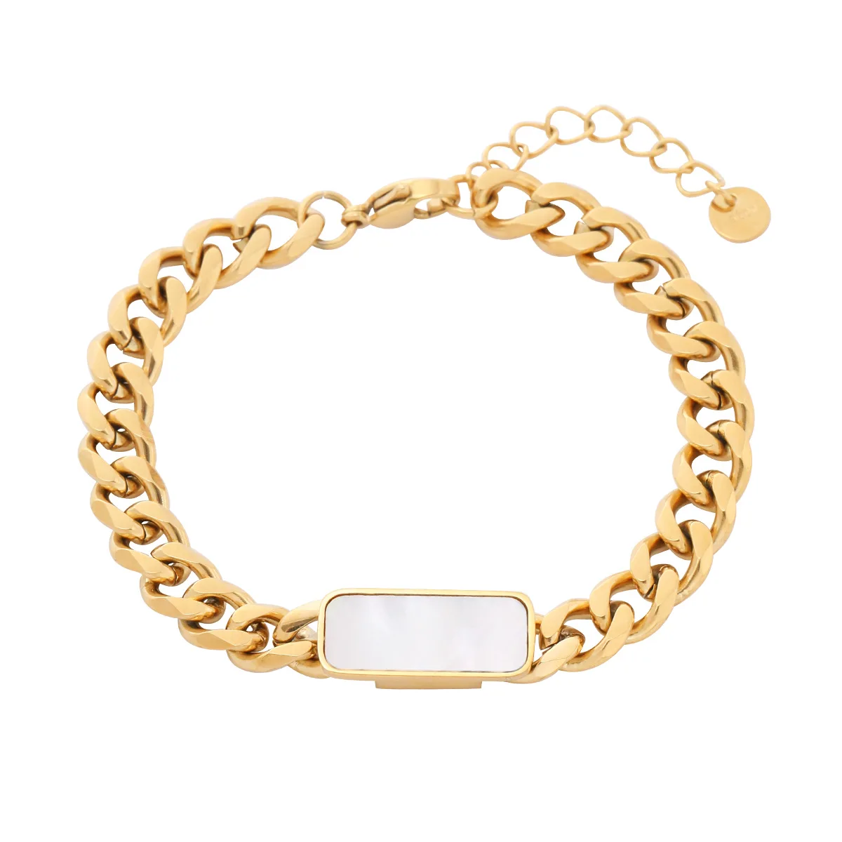 INS Light Luxury Square Bracelet Black White Fritillaria Bracelet Stainless Steel Bracelet 18K Metal Texture