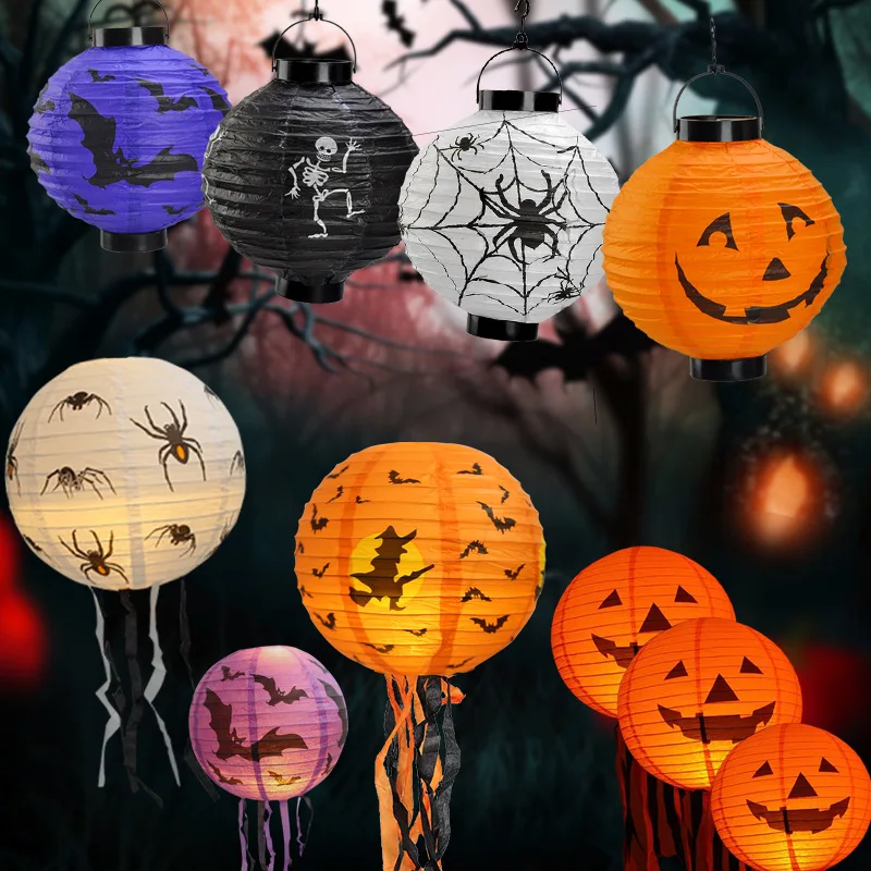 Round Lanterns Halloween Pumpkin Party Decoration Cute Plastic Pumpkin Lantern Decorative Pumpkin Lantern
