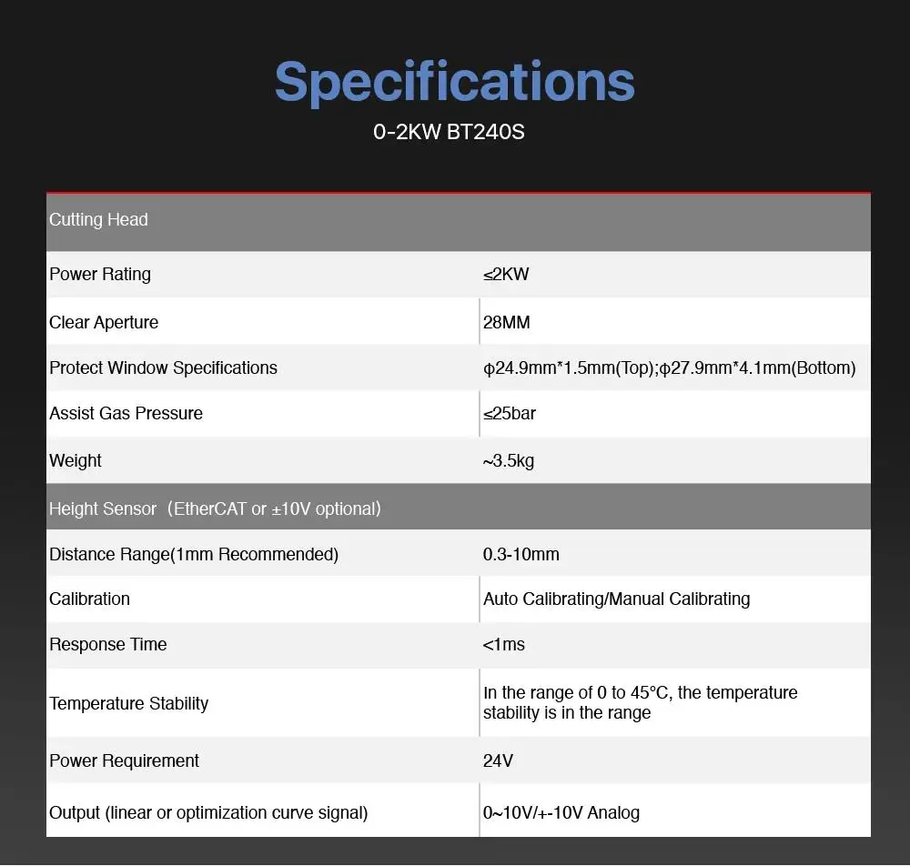 Auto focus raytools bt240s fiber laser head 3 kw laser cutting head for metal cutting machine
