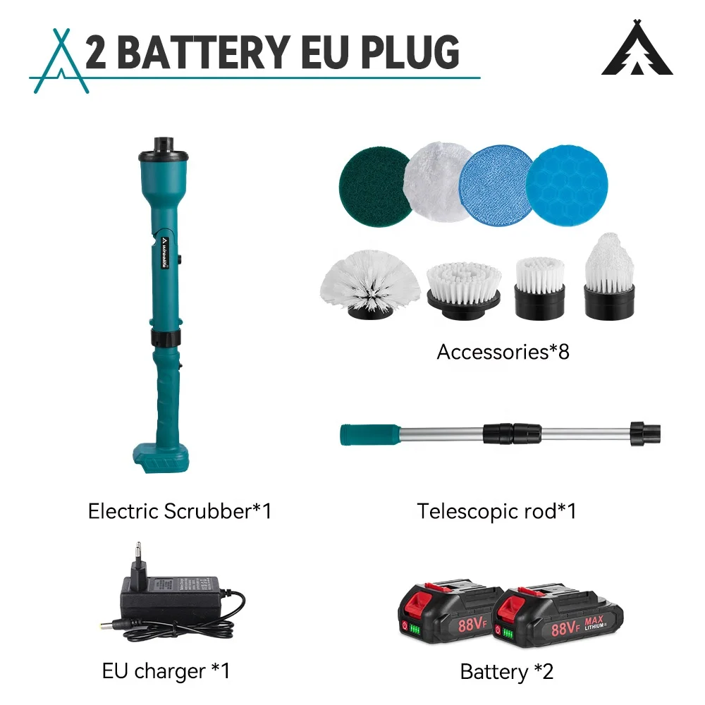 Wireelife 2400RPM Electric Spin Scrubber 8IN1 Electric Cleaning Brush Extension Handle Cleaning Tool