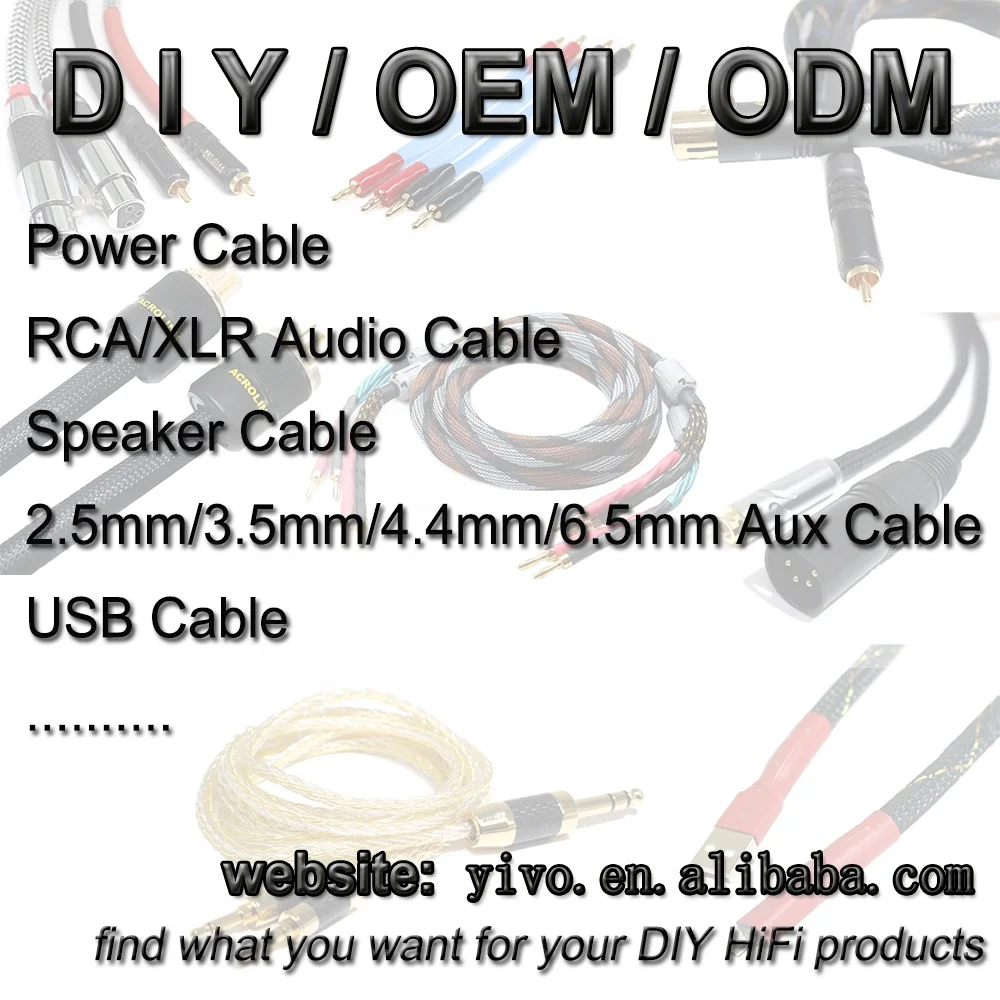Audiophile Interconnect Wire YIVO OEM ODM DIY 4 Core OFC Plated Silver 2XLR to 2RCA Connectors HIFI Audio and Video Aux Cables