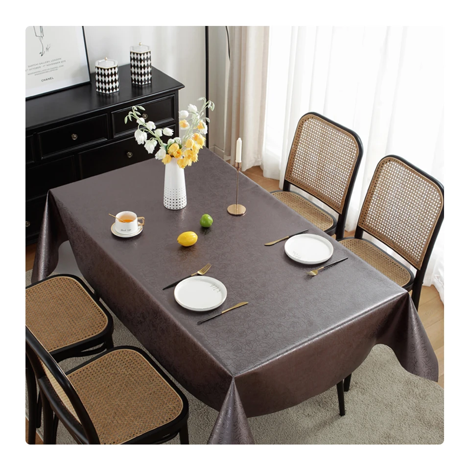 Outdoor/indoor Customized Dining Fashion Table Cover Gold Silver Pvc Metallic Embossed Tablecloth