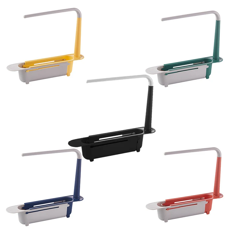 Telescopic Sink Shelf Sink Drain Basket Plastic Kitchen Adjustable Sink Storage Rack Holder