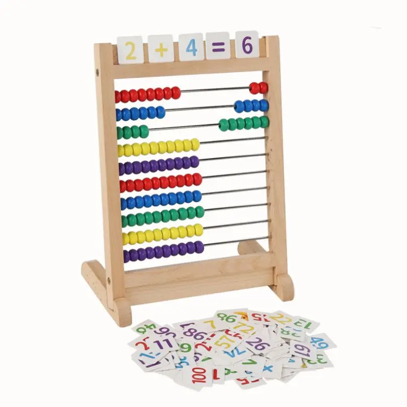 wood counting kid Wooden Abacus Educational Counting Toy 100 Beads Math Tool Toddler Gifts for Boys and Girls