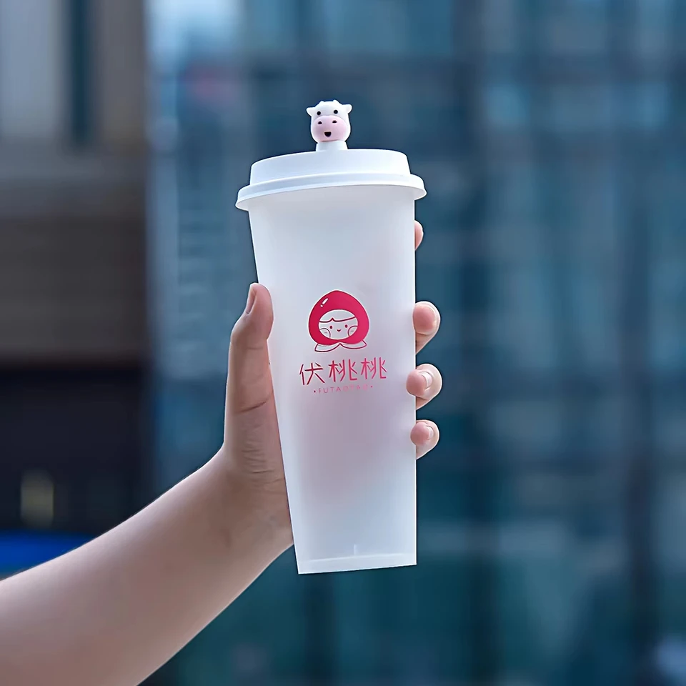 Fungard 500ml customized party cups disposable custom smoothie plastic cup reuse Double Paroi custom plastic cups for hot drinks
