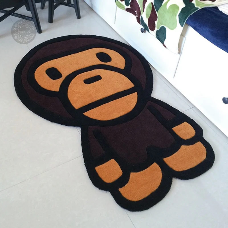 Large 3D Bape Rugs Cut Out Irregular Shape Luxury Carpets Hand Made Tufted Custom Rug