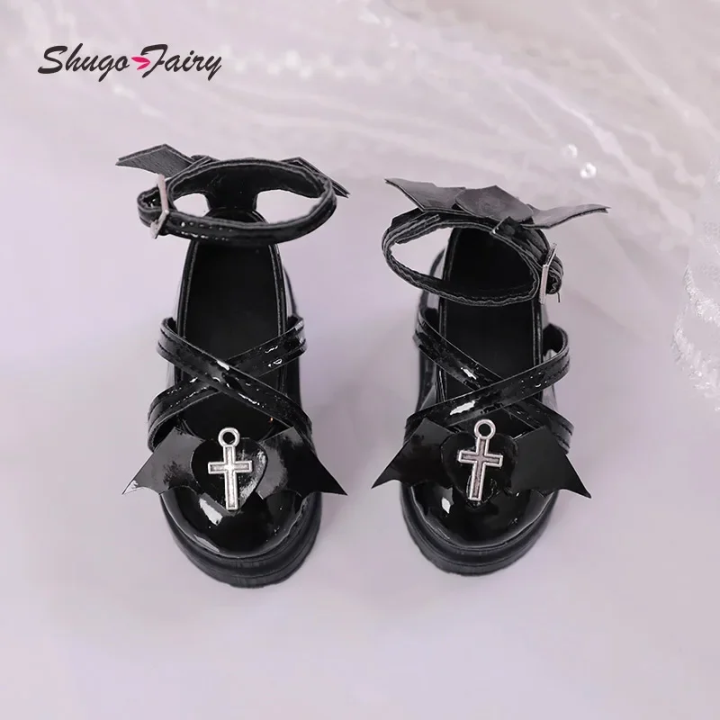 BJD Shoes 1/4 Halloween Thanksgiving Fashion Leather Shoes Red Heart Angel Wing Pattern Colorful Jointed Doll Accessories