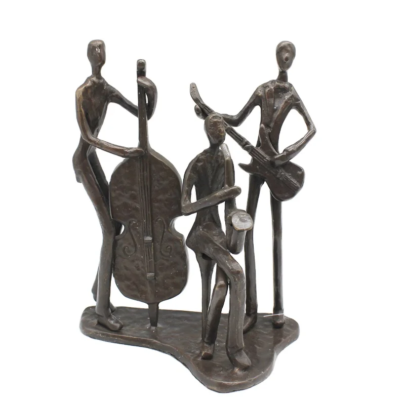 European small abstract metal art bronze cast iron musician sculptures home decor accessories creative gifts