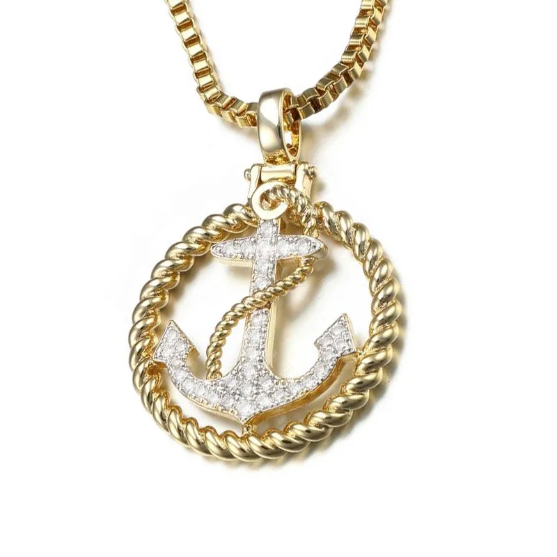
JASEN JEWELRY gold plating charm pendant anchor diamond pendant 