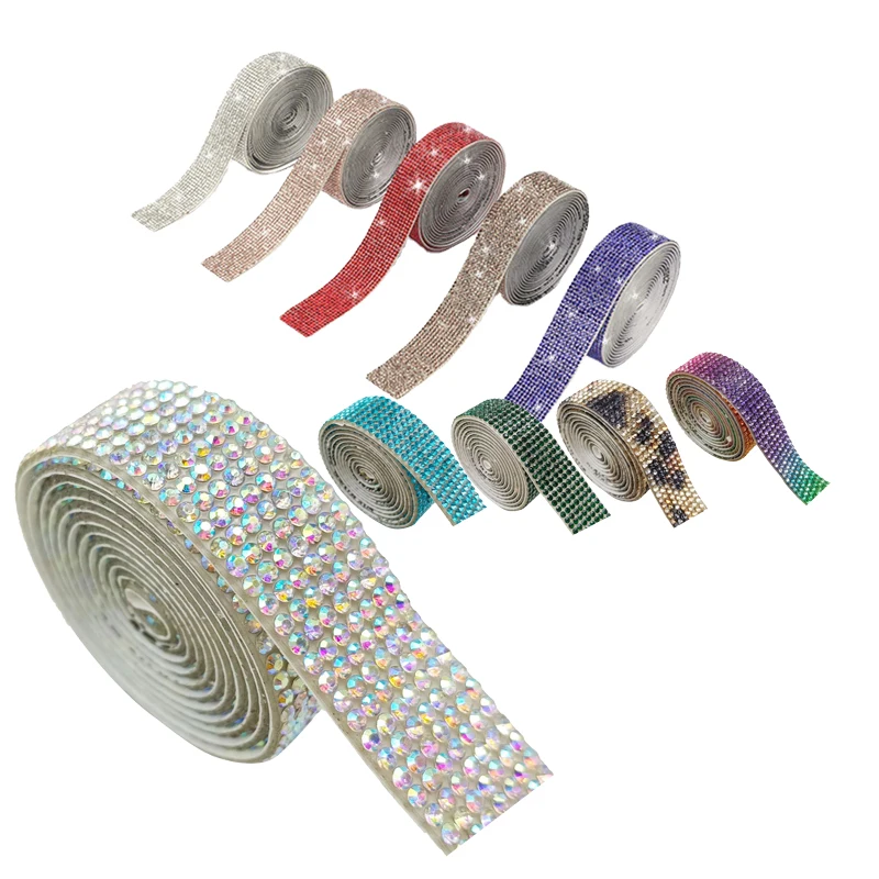 Fancy Bling Rhinestone trim Self Adhesive Ribbon DIY Rhinestone Mesh Clothes Shoes Bag