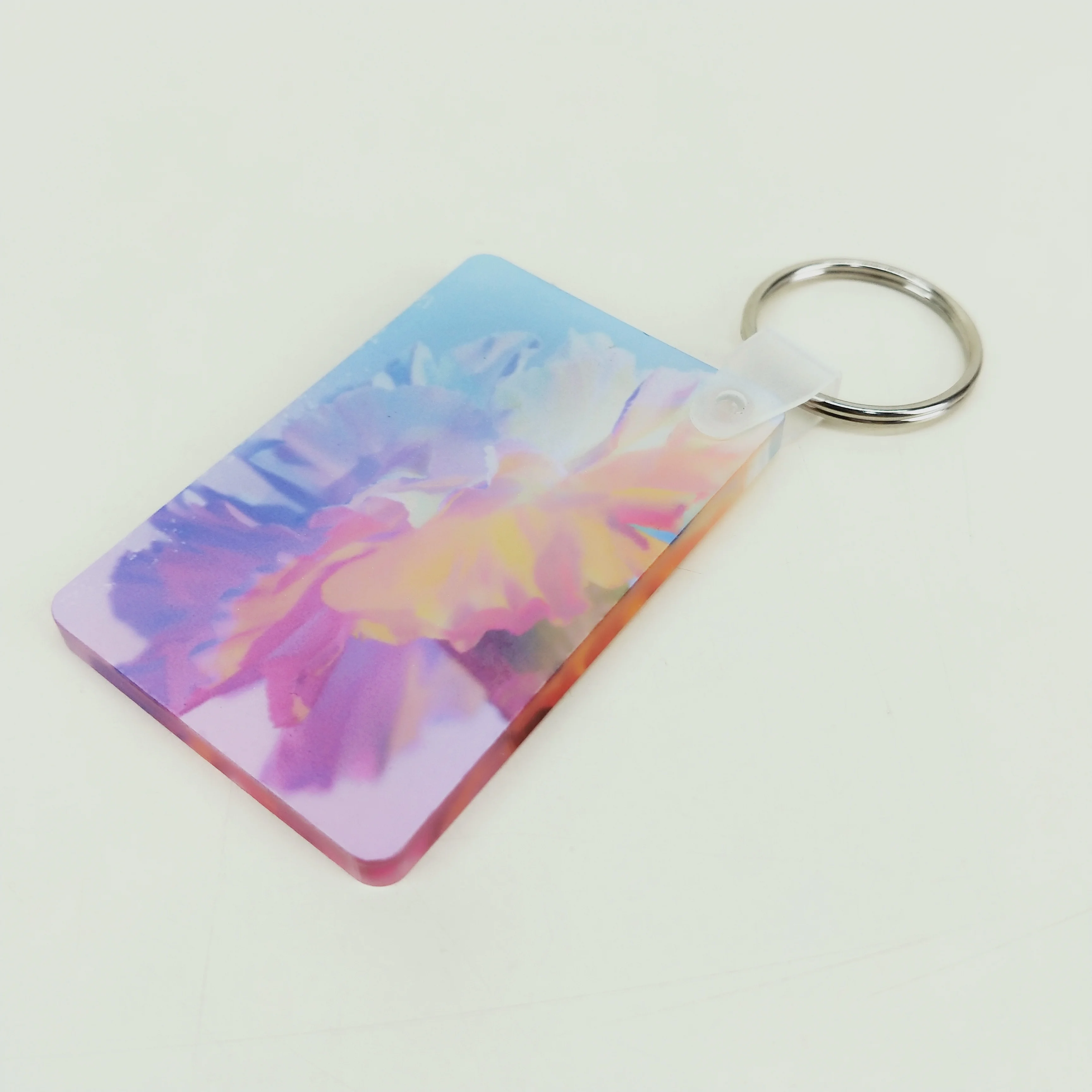 Newly Sublimation Blanks Rectangle Acrylic Keychain Heat Press Key Ring Factory